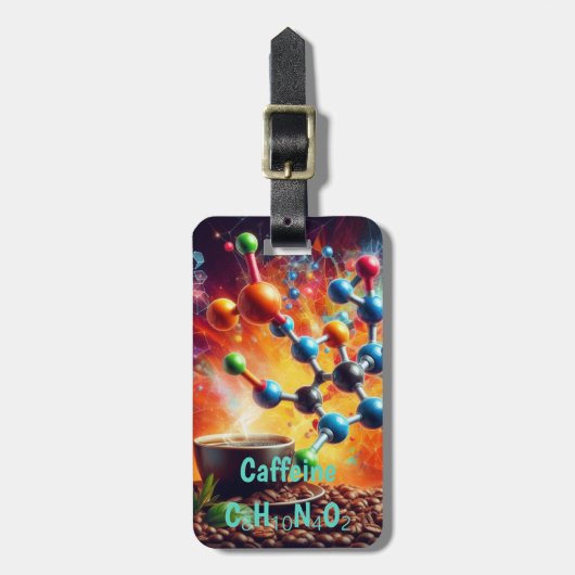 Étiquette À Bagage Structure de caféine moléculaire - Science Art Caf (Devant Vertical)