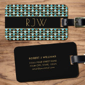 Étiquette À Bagage Style Art Déco élégant et élégant Monogramme