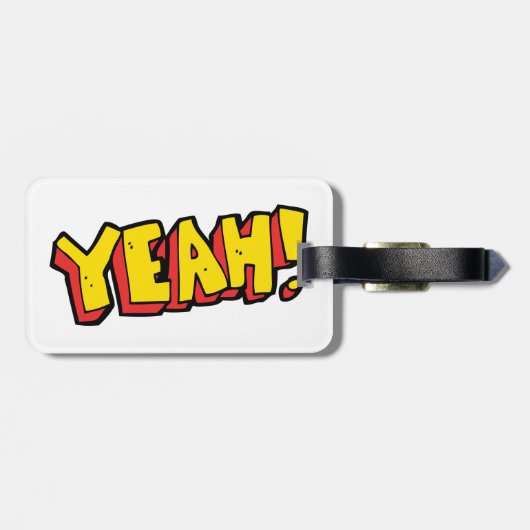 Étiquette À Bagage Style comique Ouais Texte Graphique en gras Jaune (Dos horizontal)