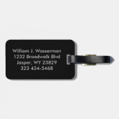 Étiquette À Bagage Style de cuir gris monogramme (Dos horizontal)