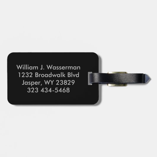 Étiquette À Bagage Style de cuir gris monogramme (Dos horizontal)