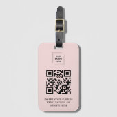 Étiquette À Bagage Style de marque QR Rose Gêné (Devant Vertical)