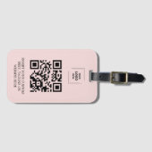 Étiquette À Bagage Style de marque QR Rose Gêné (Devant Horizontal)