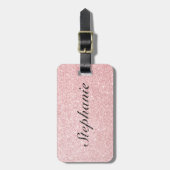Étiquette À Bagage Style de Parties scintillant rose de nom personnal (Devant Vertical)