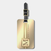 Étiquette À Bagage Style Exécutif Faux Gold Metal Nom monogrammé (Devant Vertical)
