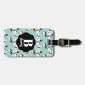 Étiquette À Bagage Style Ferme Fleurs de coton rustique et Turquoise (Devant horizontal)
