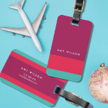 Étiquette À Bagage Style moderne Bloc de couleur Turquoise rose viole<br><div class="desc">Marque de bagages de bloc de couleur élégante et personnalisée en turquoise, rose et violet. Personnalisez cette balise en remplaçant le texte de l'espace réservé par vos informations et pour plus d'options comme changer la police et sa taille, cliquez sur le bouton "Customiser". *Veuillez noter que le filigrane Zazzle qui...</div>