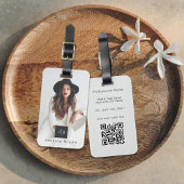 Étiquette À Bagage Style Moderne Entrepreneur Monogramme Photo QR Cod