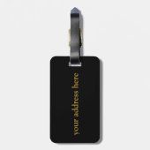 Étiquette À Bagage Style Monogramme noir et or (Dos Vertical)