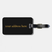 Étiquette À Bagage Style Monogramme noir et or (Dos horizontal)