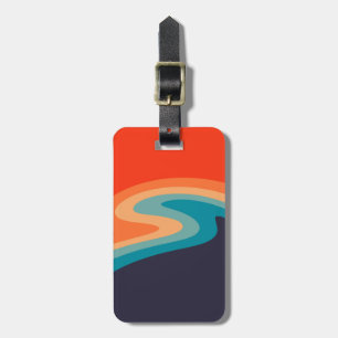 Étiquette À Bagage Style rétro coloré design tourbillon