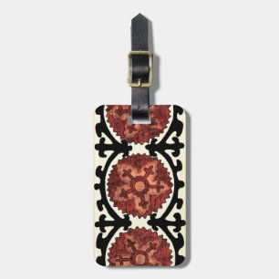 Étiquette À Bagage Style Suzani Motif Floral Décoratif