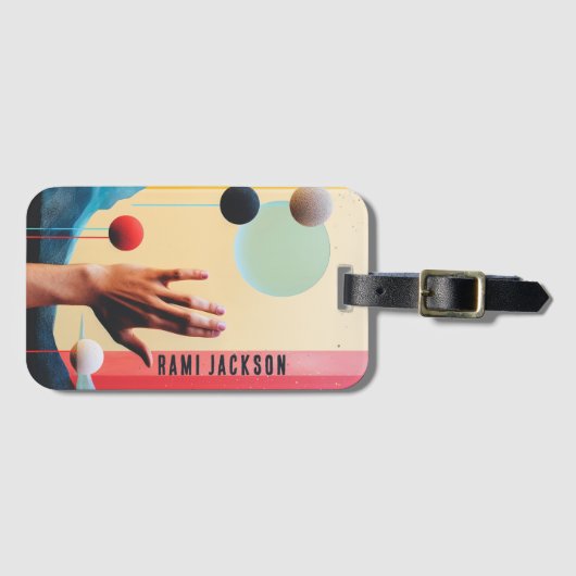 Étiquette À Bagage Style unique Abstrait Autistique rétro Nom Voyage (Devant Horizontal)
