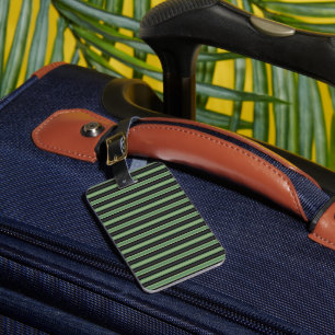 Étiquette À Bagage Style Vintage Olive Sage Vert noir 3D rayé