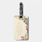 Étiquette À Bagage Stylish Automne Floral Wreath Monogramme Nom (Dos Vertical)