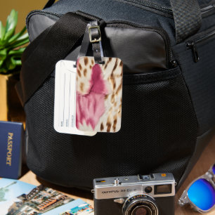 Étiquette À Bagage Stylish Girly Rose White Gold Zebra