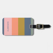 Étiquette À Bagage Stylish Modern Stripes Earth Tones Name Contact (Devant horizontal)