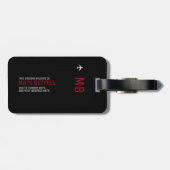 Étiquette À Bagage Stylish Red Stripes Monogrammed (nom et initiales) (Dos horizontal)