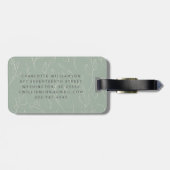 Étiquette À Bagage Stylish Rustic Sage Nom du monogramme botanique (Dos horizontal)