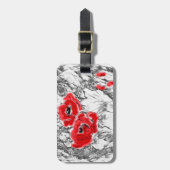 Étiquette À Bagage Stylo dessiné à la main des pavots rouges fleurs f (Devant Vertical)