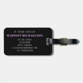 Étiquette À Bagage Stylo guitare rose et noir (Dos horizontal)