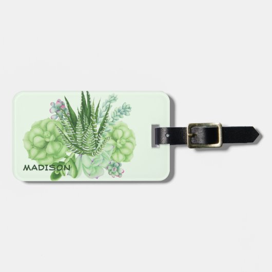 Étiquette À Bagage Succulent cactus verts (Devant horizontal)
