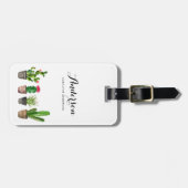 Étiquette À Bagage Succulents mis en pot d'aquarelle personnalisés (Devant horizontal)