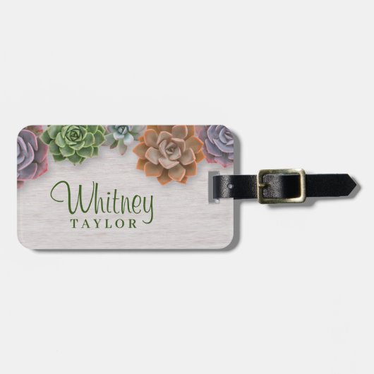 Étiquette À Bagage Succulents rustiques (Devant horizontal)