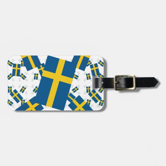 Étiquette À Bagage Suède Drapeau dans plusieurs calques Askew (Devant horizontal)