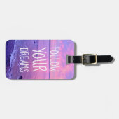 Étiquette À Bagage Suivez Vos Rêves Citation Stylé Pink Beach Sunset (Devant horizontal)