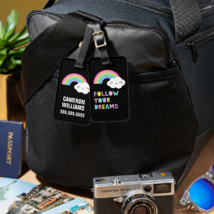 Étiquette À Bagage Suivez vos rêves Cute Rainbow Cloud