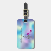 Étiquette À Bagage Suivez vos rêves, talons, clé violine Holographiqu (Devant Vertical)