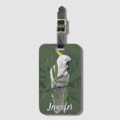 Étiquette À Bagage Sulphur-Crested Cockatoo in Tree Illustration (Devant Vertical)