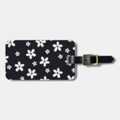 Étiquette À Bagage Summer Boho Black White Daisy Flowers (Devant horizontal)