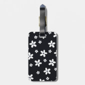 Étiquette À Bagage Summer Boho Black White Daisy Flowers (Dos Vertical)