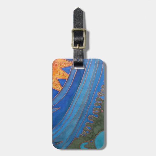 Étiquette À Bagage Sun et vagues (Devant Vertical)