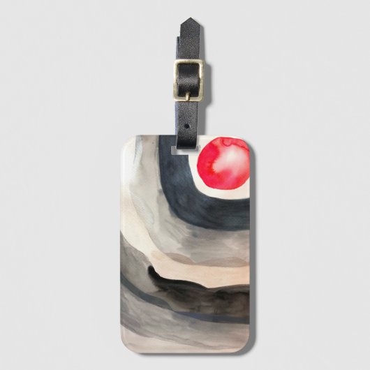 Étiquette À Bagage Sun gris et noir art moderne abstrait (Devant Vertical)