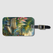 Étiquette À Bagage Sunlit Garden Pathway Gate Scene (Devant Horizontal)