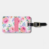 Étiquette À Bagage Sunrise Floral Boho Custom Name Design             (Devant horizontal)