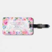 Étiquette À Bagage Sunrise Floral Boho Custom Name Design             (Dos horizontal)