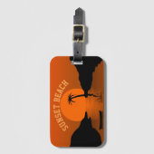 Étiquette À Bagage Sunset Beach Art Tropical Orange (Devant Vertical)