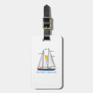 Étiquette À Bagage Sunset Beach Coastal Nautical Sailing Sailor
