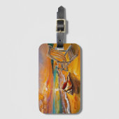 Étiquette À Bagage Sunset By the Beach with Chair (Devant Vertical)