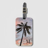 Étiquette À Bagage Sunset Chic Palm Tree (Devant Vertical)