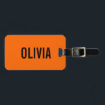 Étiquette À Bagage Sunset Orange Nom moderne | Minimaliste tendance<br><div class="desc">Neon Sunset Orange | Nom personnalisé,  Nom | Moderne et élégant | Conception classique | Couleur tendance | Style et mode | Minimaliste | Nouveauté</div>
