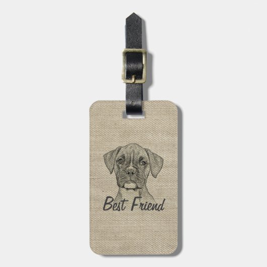 Étiquette À Bagage Super adorable adorable chien de chiot de boxer te (Devant Vertical)