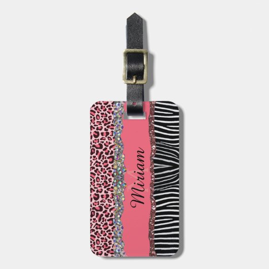 Étiquette À Bagage Super fille rose Parties scintillant Empreinte de  (Devant Vertical)