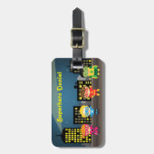 Étiquette À Bagage Super héros mignon d'horizon pour des enfants (Devant Vertical)