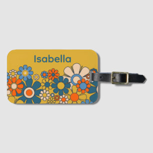 Étiquette À Bagage Super Retro 60s les années 70 Fleurs Personnalisée