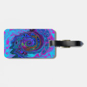Étiquette À Bagage Super Retro Blue et Purple Swirl Abstrait (Dos horizontal)